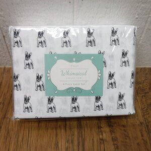 Whimsical Collection 4 Piece Sheet Set French Bulldog White/Black Full Size